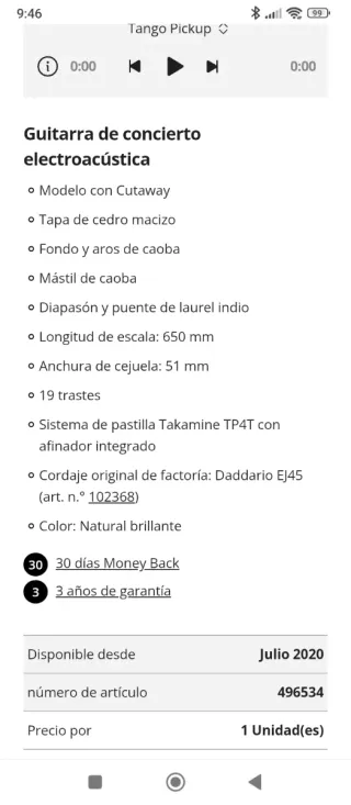 Guitarra Takamine GC3CE Natural