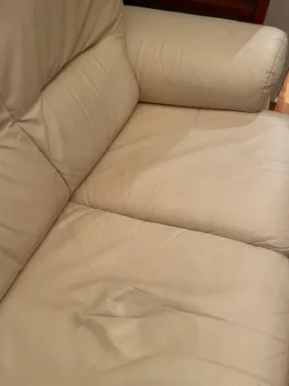 Sofá de piel beige 160cm