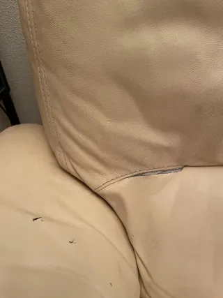 Sofá de piel beige 160cm