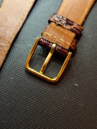 Correa 19.5 mm reloj de lagarto borgoña y dorado