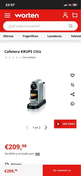 Cafetera Krups Plata