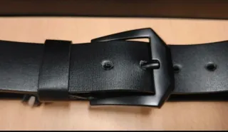 Cinturón Cuero Negro Hebilla Negra 120cm 3,7cm