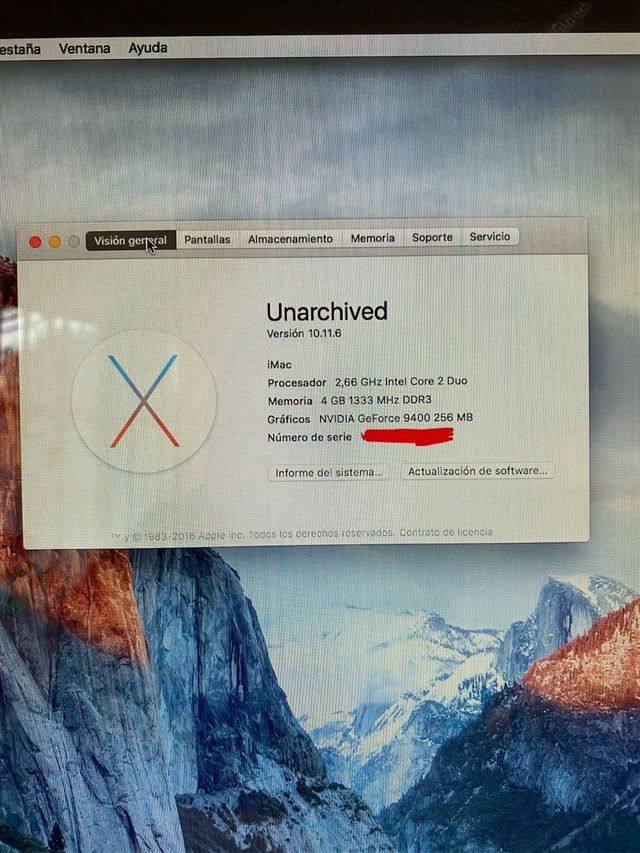 Imac Apple Plata 20 pulgadas