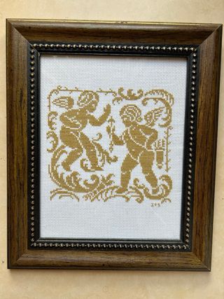 2 Cuadros Punto de Cruz Ángeles Dorados