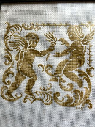 2 Cuadros Punto de Cruz Ángeles Dorados