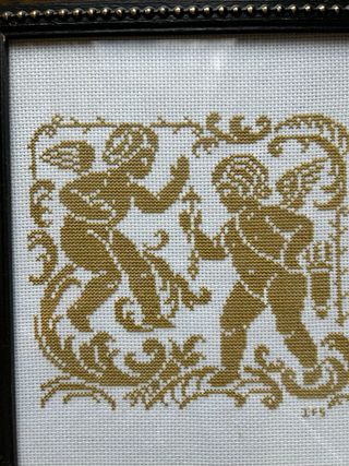 2 Cuadros Punto de Cruz Ángeles Dorados