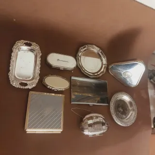 Pastilleros Espejos etc  plateados vintage lote