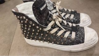 Sneakers Gioselin Glitter Borchie Nere Argento