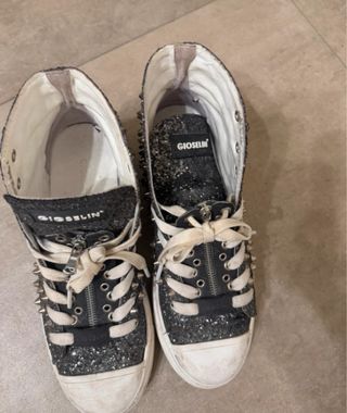 Sneakers Gioselin Glitter Borchie Nere Argento