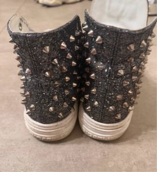 Sneakers Gioselin Glitter Borchie Nere Argento