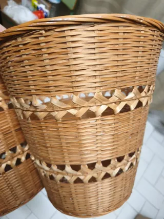 2 Papeleras Vintage Mimbre