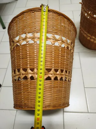 2 Papeleras Vintage Mimbre