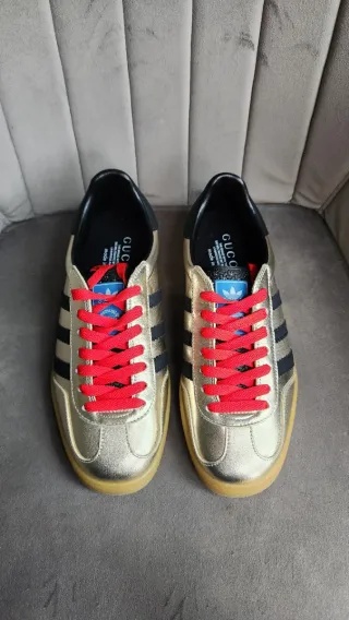 Adidas Gucci Gazelle Doradas Cordones Rojos