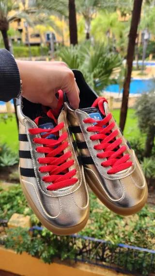 Adidas Gucci Gazelle Doradas Cordones Rojos