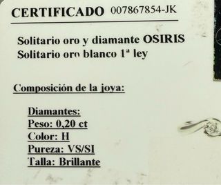 Solitario oro blanco con diamante