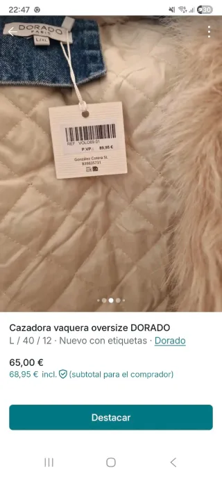 Cazadora vaquera oversize DORADO