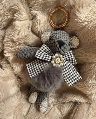 Portachiavi Orsetto Glitter e Fiocco