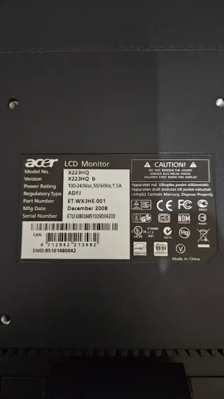 Monitor LCD Acer X223HQb 22