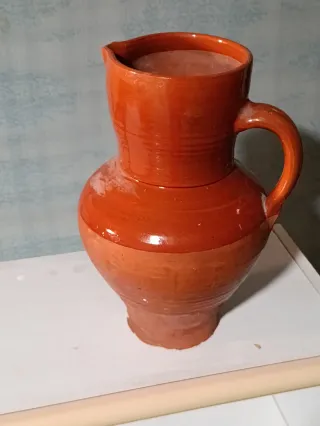 Jarrón de terracota naranja, 30 cm de alto