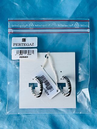 Pendientes Pertegaz Aro Rayas Plata y Negro