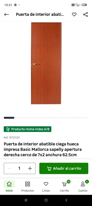 Puerta sapelly 60cm con 5 tapetas