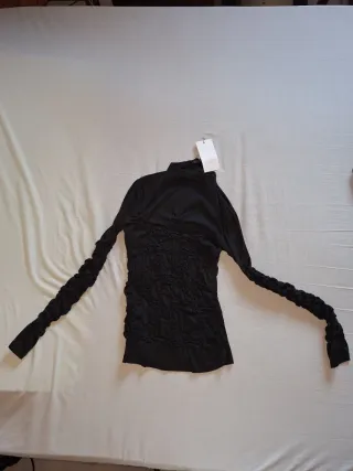 Top Zara manga larga negro