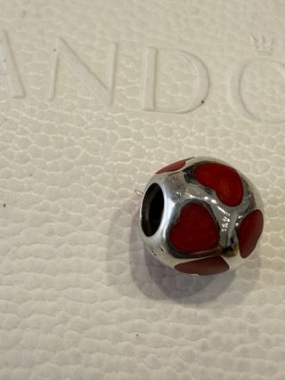 Pandora Charm Corazones Rojo Plata