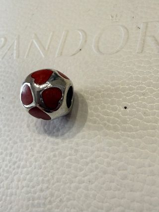 Pandora Charm Corazones Rojo Plata