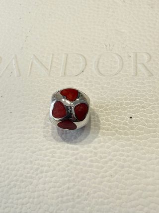 Pandora Charm Corazones Rojo Plata
