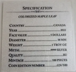 Moneda Plata Canadá 2022 Caballo Blanco