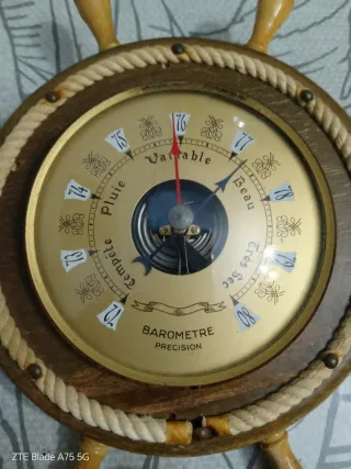 Barómetro timón náutico antiguo