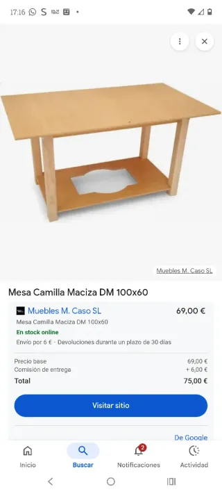 Mesa Camilla Maciza DM 100x60
