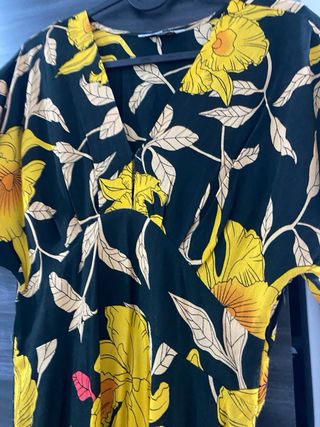 Vestido Esfera Estampado Negro y Amarillo