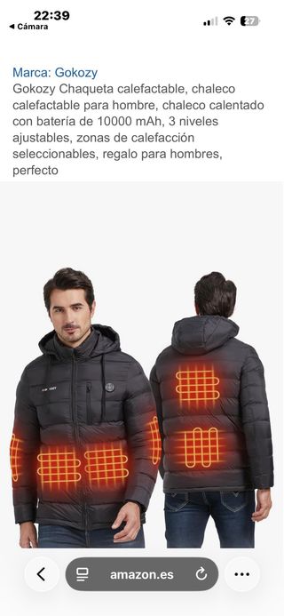 Chaqueta calefactable,con batería de 10000mAh