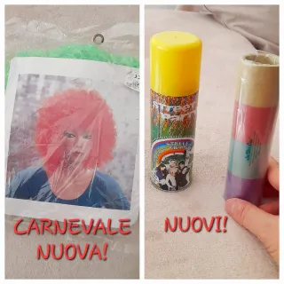 Set Carnevale: parrucca pagliaccio/stelle filanti
