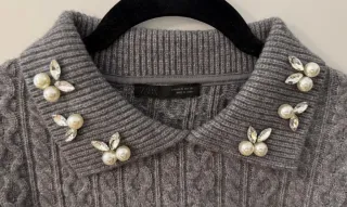 Jersey Zara cuello joya gris