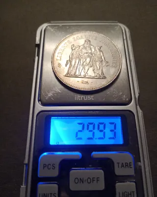 Moneda 50 Francos Hércules 1978 Plata Ley 900