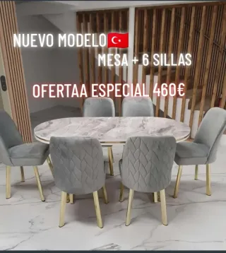 Mesa ovalada con  6 sillas, 460€