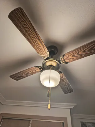 Lámpara Ventilador Madera y Bronce