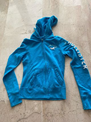 Sudadera Hollister azul con cremallera