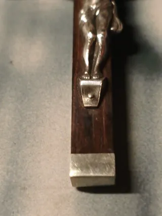 Crucifijo antiguo madera y plata