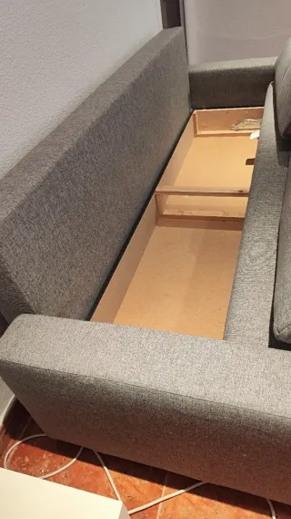 Sofá-cama 3 plazas,gris de tela