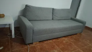 Sofá-cama 3 plazas,gris de tela