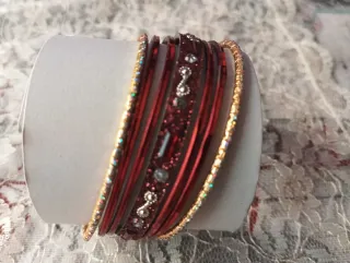 Pulseras Esclavas Indias Rojas y Doradas