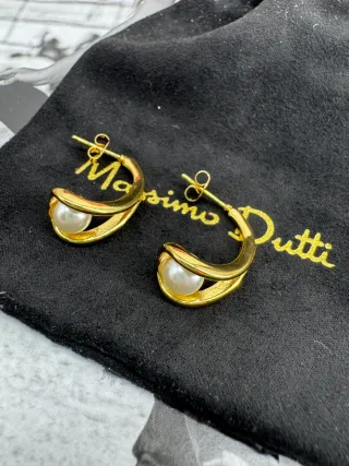 Pendientes Massimo Dutti Perla Dorados