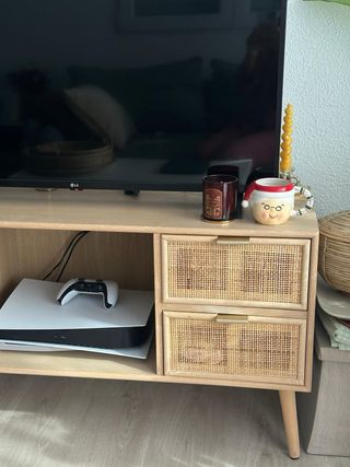 Mueble TV Sklum Madera y Ratán