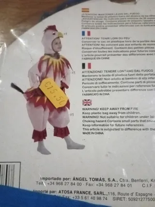 Disfraz de gallina para niño/niña