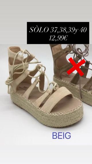 Sandalias beige cuña