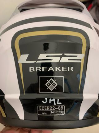 Casco Moto LS2 Negro, Dorado y Blanco talla L