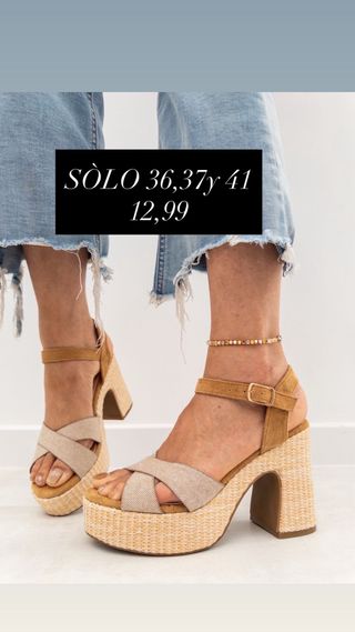Sandalias de plataforma tacón beige